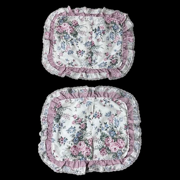 Vintage Floral Ruffled Pillow Shams 80s Cottagecore Granny Rose JCPenney USA - Picture 3 of 8